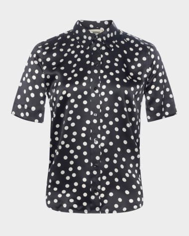 L'Agence Ellah Polka-Dot Silk Blouse