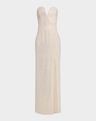 Roland Mouret Strapless Plunge Diamante Column Gown