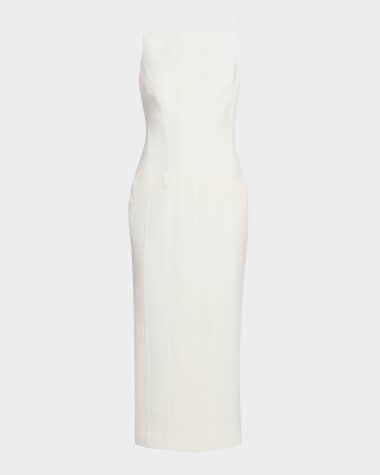 Roland Mouret High-Neck Crepe Tailored Midi Dress