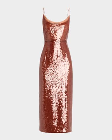 Roland Mouret Copper Sequined Midi Dress