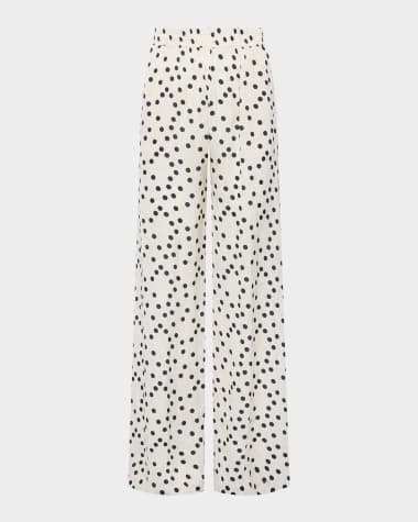 L'Agence Lillian Polka-Dot Wide-Leg Pants