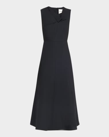 Roland Mouret Drape Cotton Poplin Midi Dress
