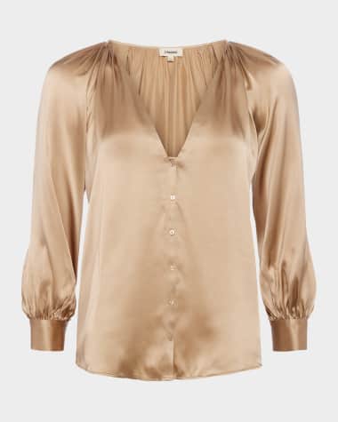 L'Agence Kaili V-Neck Silk Blouse