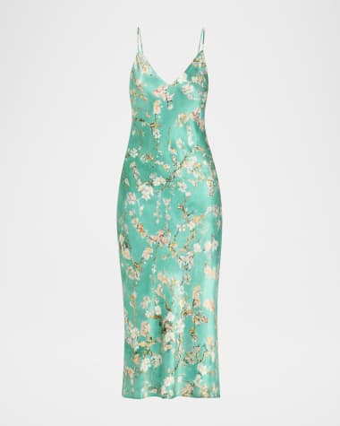 L'Agence Cherry Blossom Seridie Mid-Length Slip Dress