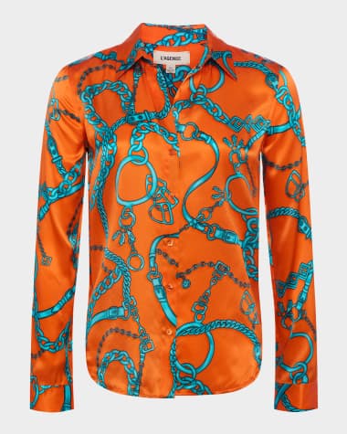 L'Agence Buckle Chain Tyler Silk Blouse