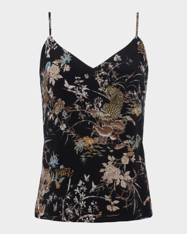 L'Agence Tapestry Jungle Jane Spaghetti-Strap Tank Top