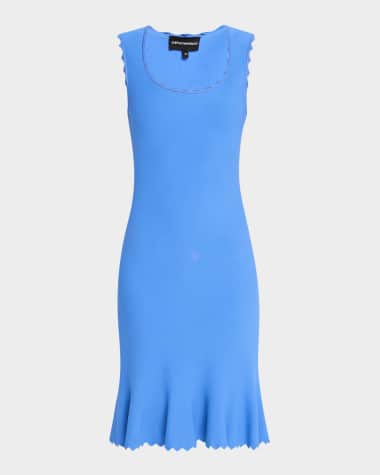 Emporio Armani Sleeveless Scalloped Stretch Milano Dress