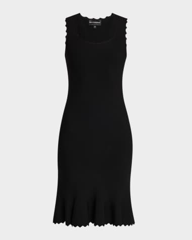 Emporio Armani Sleeveless Scalloped Stretch Milano Dress