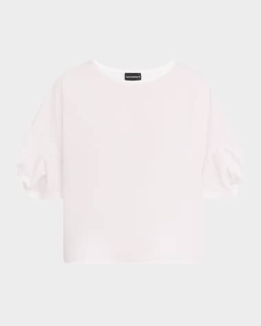 Emporio Armani Puff-Sleeve Cotton Poplin Blouse