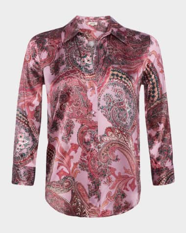 L'Agence Dani Silk Button-Front Blouse