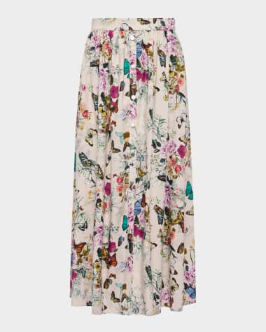 L'Agence Seina Front Placket Midi Skirt