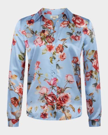 L'Agence Tapestry Floral Tyler Silk Blouse