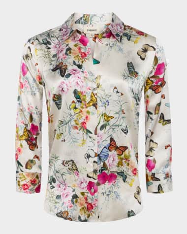 L'Agence Dani Silk Button-Front Blouse
