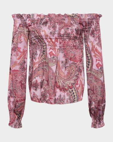 L'Agence Ariela Paisley Off-Shoulder Blouse