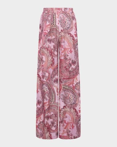 L'Agence Lillian Paisley Wide-Leg Pants