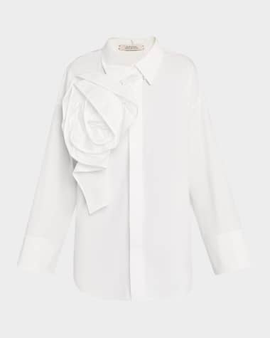 DOROTHEE SCHUMACHER Poplin Power Blouse W/ Removable Brooch
