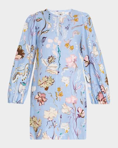 DOROTHEE SCHUMACHER Floral Power Linen Shift Dress with Scarf