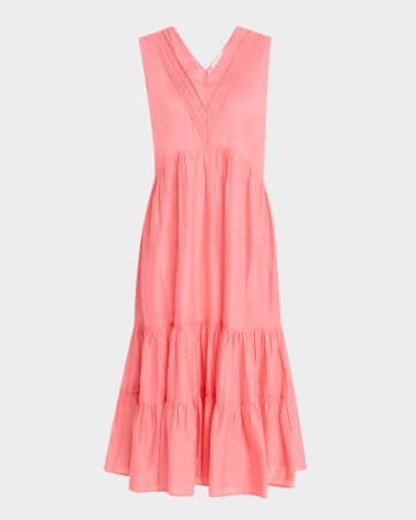 Merlette Marisa Tiered Lace-Trim Cotton Midi Dress