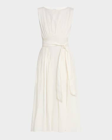 Merlette Verena Topstitched Linen Midi Dress