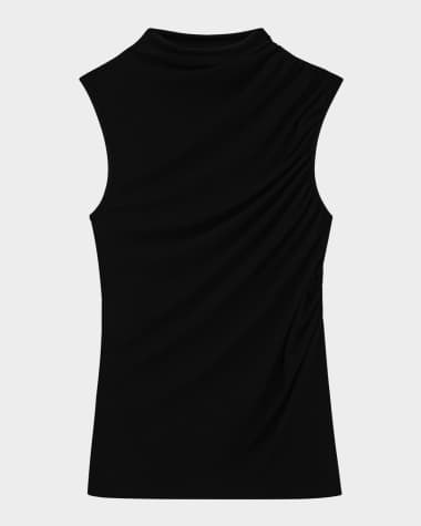 Theory Subtle Draped Mock-Neck Top