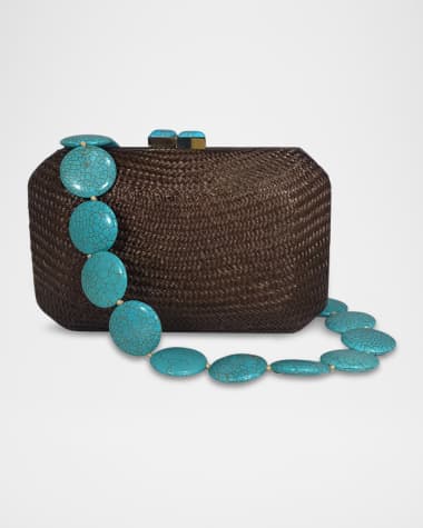 Serpui Leticia Bun Straw Clutch Bag