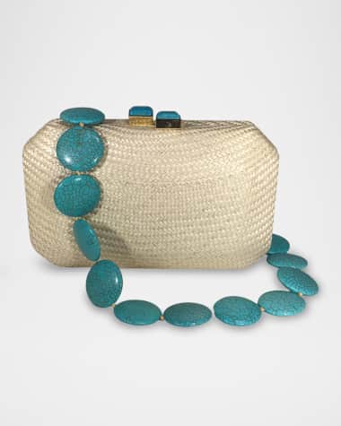 Serpui Leticia Bun Straw Clutch Bag