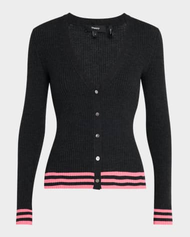 Theory Regal Merino Tipped Cardigan