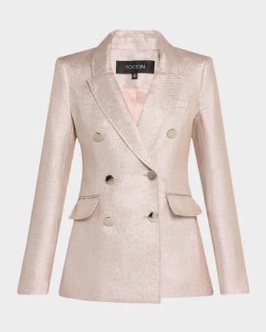 Toccin Mia Double-Breasted Metallic Blazer
