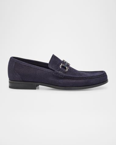 Ferragamo Men's Grandioso Leather Gancini-Bit Loafers
