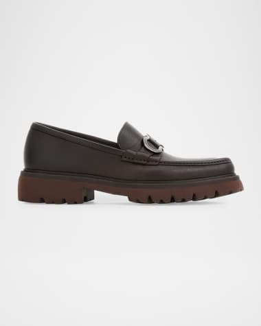 Ferragamo Men's Cocoon Gancini Lug-Sole Moccasin Loafers