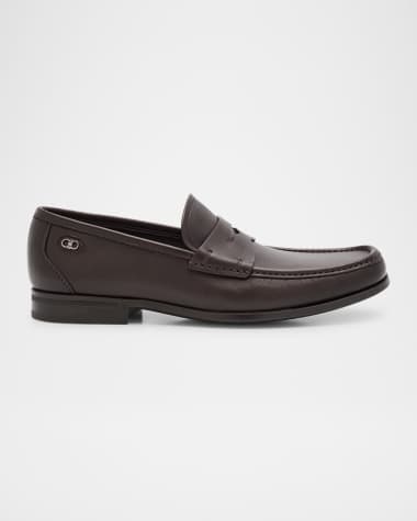 Ferragamo Men's Athen Leather Moc-Toe Penny Loafers