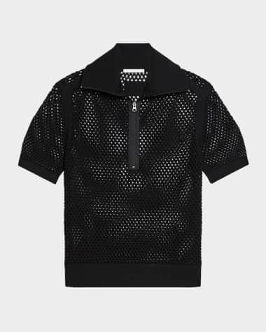 Helmut Lang Men's Mesh Quarter-Zip Polo Shirt