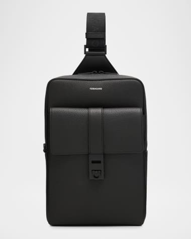 Ferragamo Men's Hug-Buckle Leather Sling Crossbody Bag