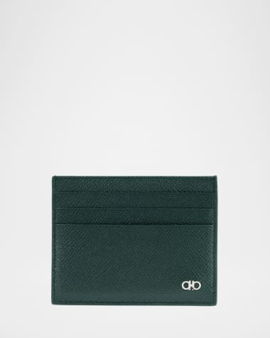 Ferragamo Men's Micro-Gancio Leather Card Case