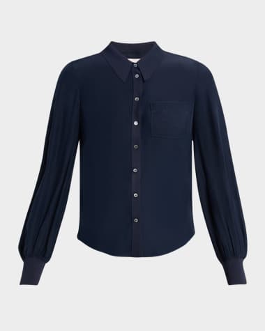 Cinq a Sept Karina Button-Front Silk Top