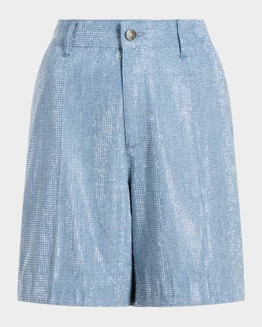 Cinq a Sept Patricia Embellished Chambray Shorts