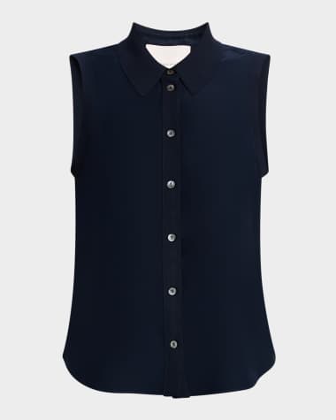 Cinq a Sept Giselle Sleeveless Button-Down Silk Blouse