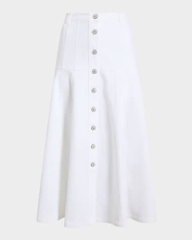 Cinq a Sept Veena Button-Front Midi Skirt