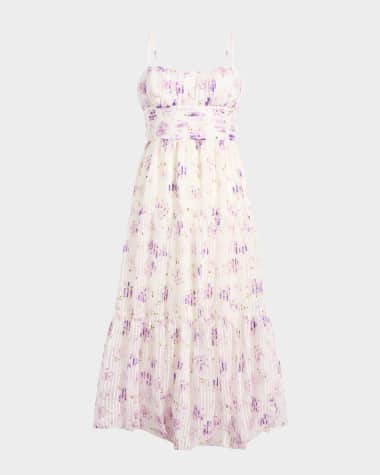 Cinq a Sept Joie Tossed Poppies Tiered Midi Dress
