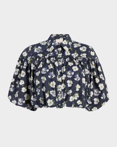 Cinq a Sept Elysa Tossed Poppies Crop Top