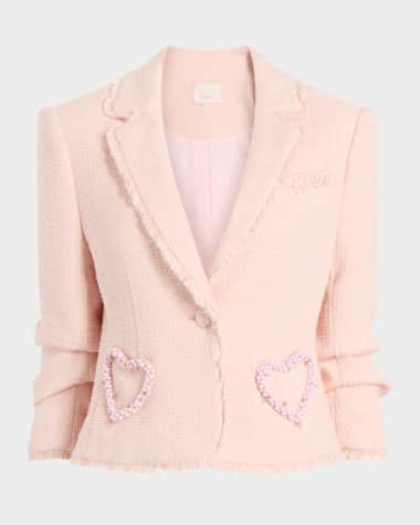 Cinq a Sept Kalina Textured Beaded Heart Blazer