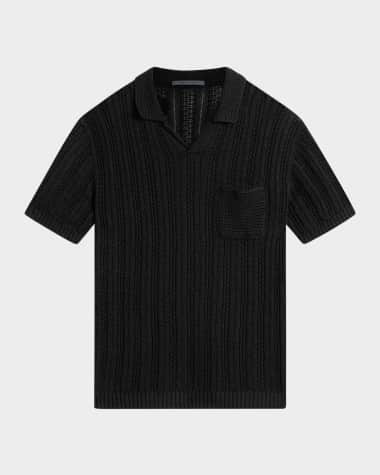 John Varvatos Men's Odin Textured Linen Polo Sweater