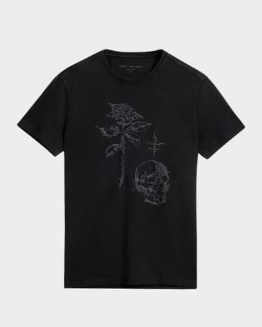 John Varvatos Men's Rose Skull Embroidered T-Shirt