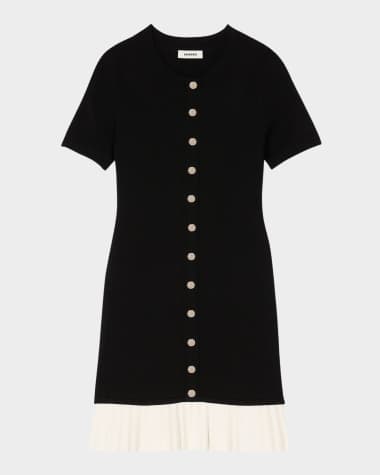 Sandro Paradis Pleated-Hem Mini Dress
