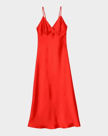 Sandro Coquelicot Satin Maxi Dress