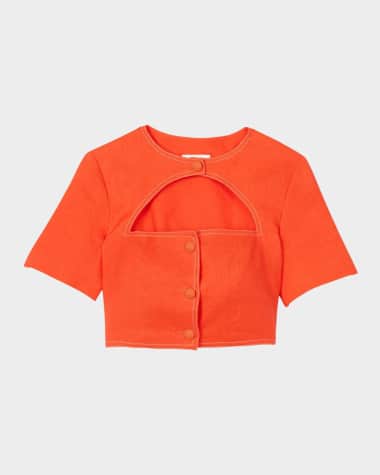 Sandro Catalogne Cutout Cropped Top