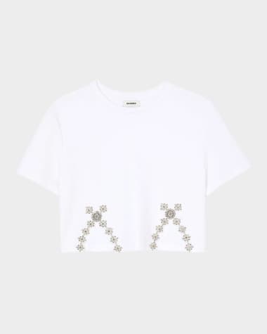 Sandro Giada Embellished Cropped T-Shirt