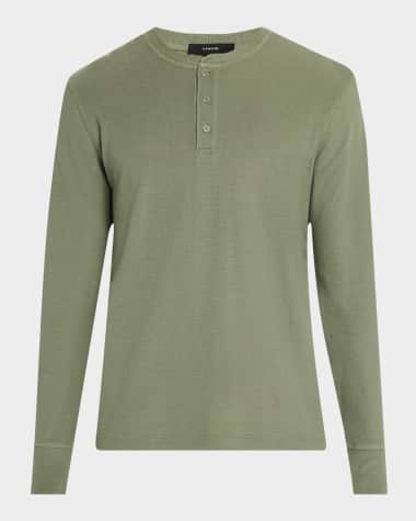 Vince Men's Pima Cotton Waffle Henley Shirt