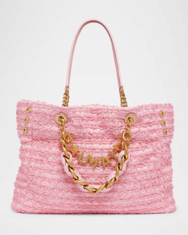 Balmain 1945 Cabas Tote Bag in Tweed Fabric