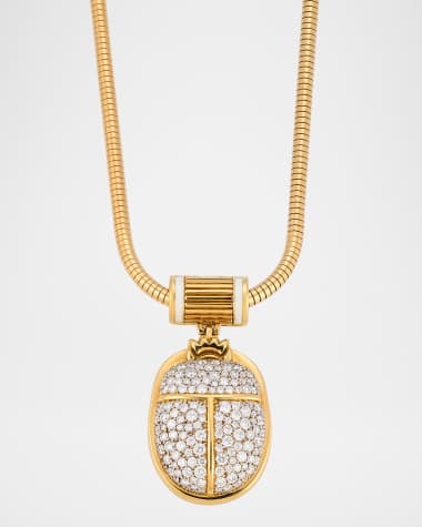 Emily P. Wheeler 18K Yellow Gold Scarab Pendant Necklace with Diamonds and Enamel